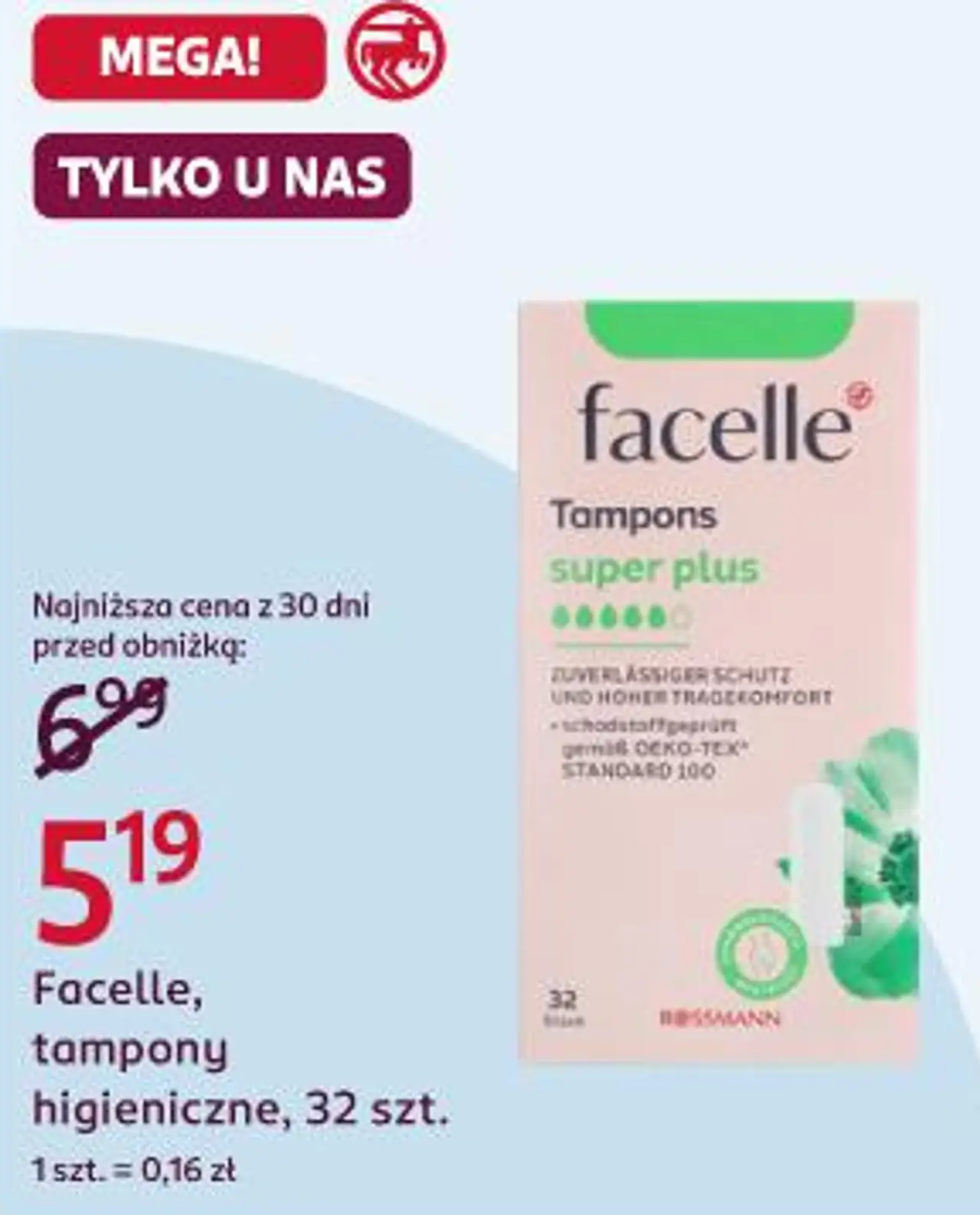 Facelle, tampony higieniczne, 32 szt.