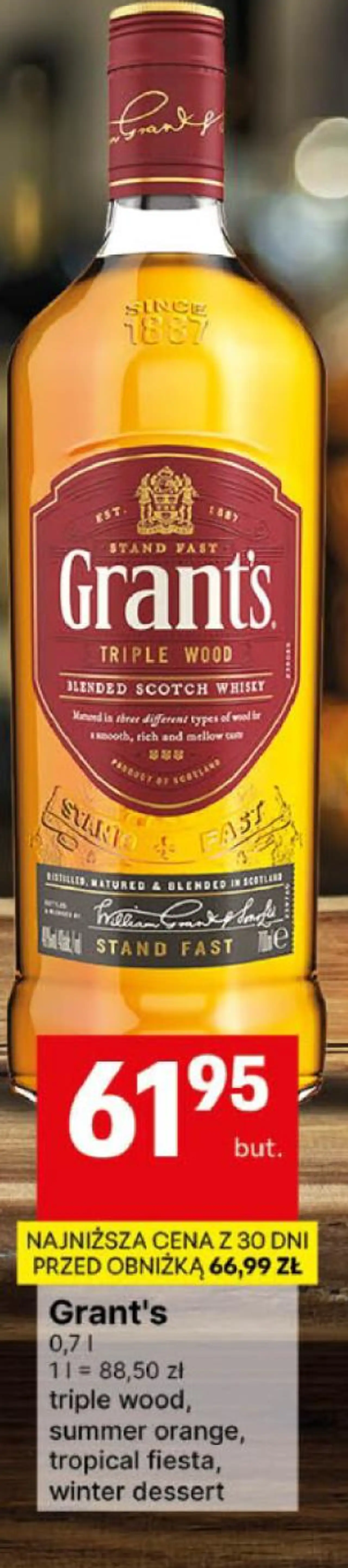 Grant's triple wood, summer orange, tropical fiesta, winter dessert
