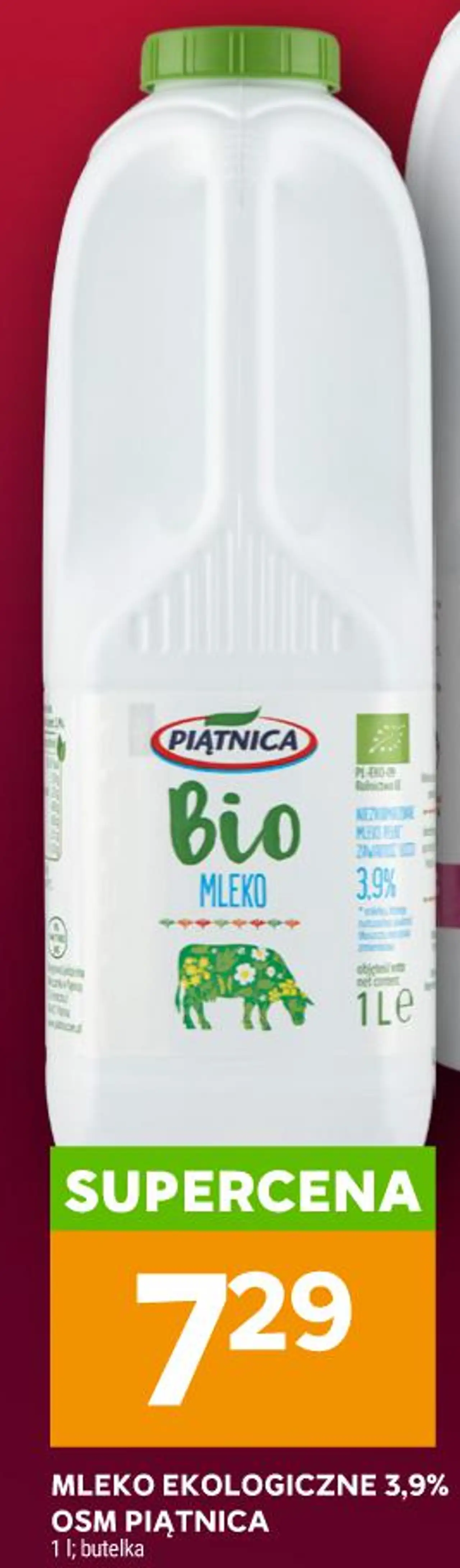 MLEKO EKOLOGICZNE 3,9% OSM PIĄTNICA