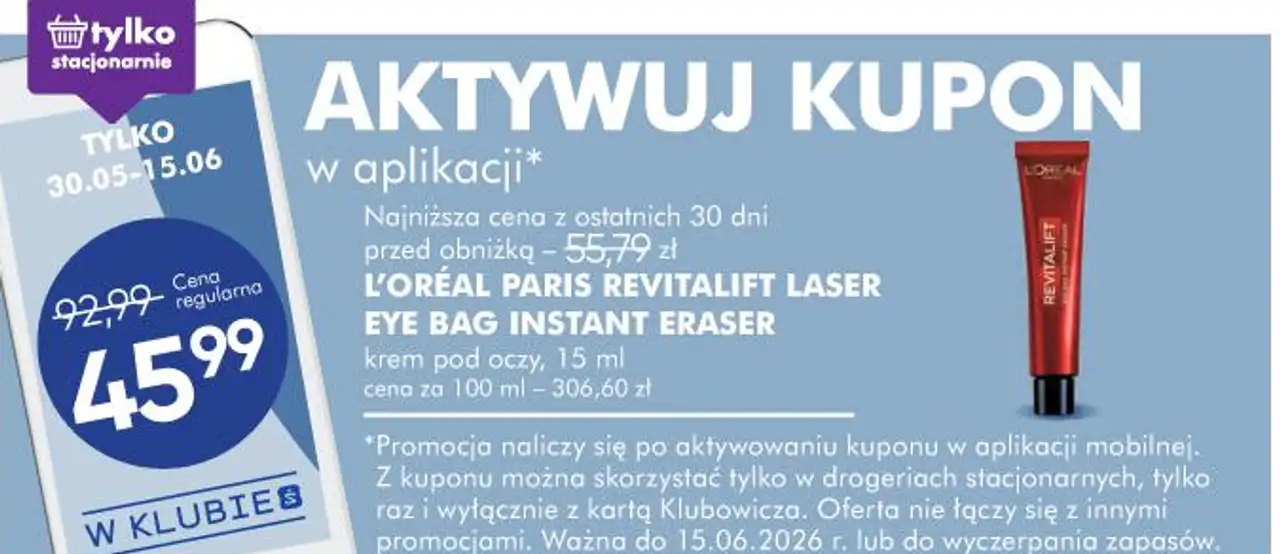 L'Oréal Paris Revitalift Laser Eye Bag Instant Eraser krem pod oczy