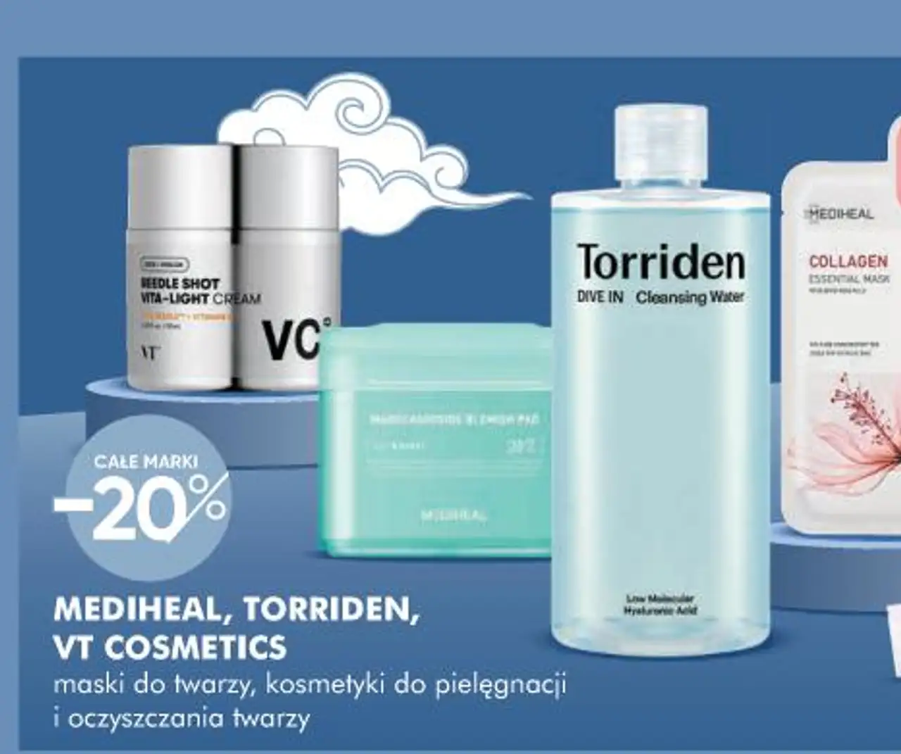 MEDIHEAL, TORRIDEN, VT COSMETICS maski do twarzy, kosmetyki do pielęgnacji i oczyszczania twarzy