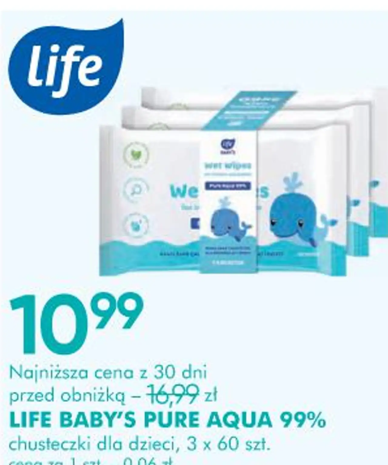 LIFE BABY'S PURE AQUA 99% chusteczki dla dzieci