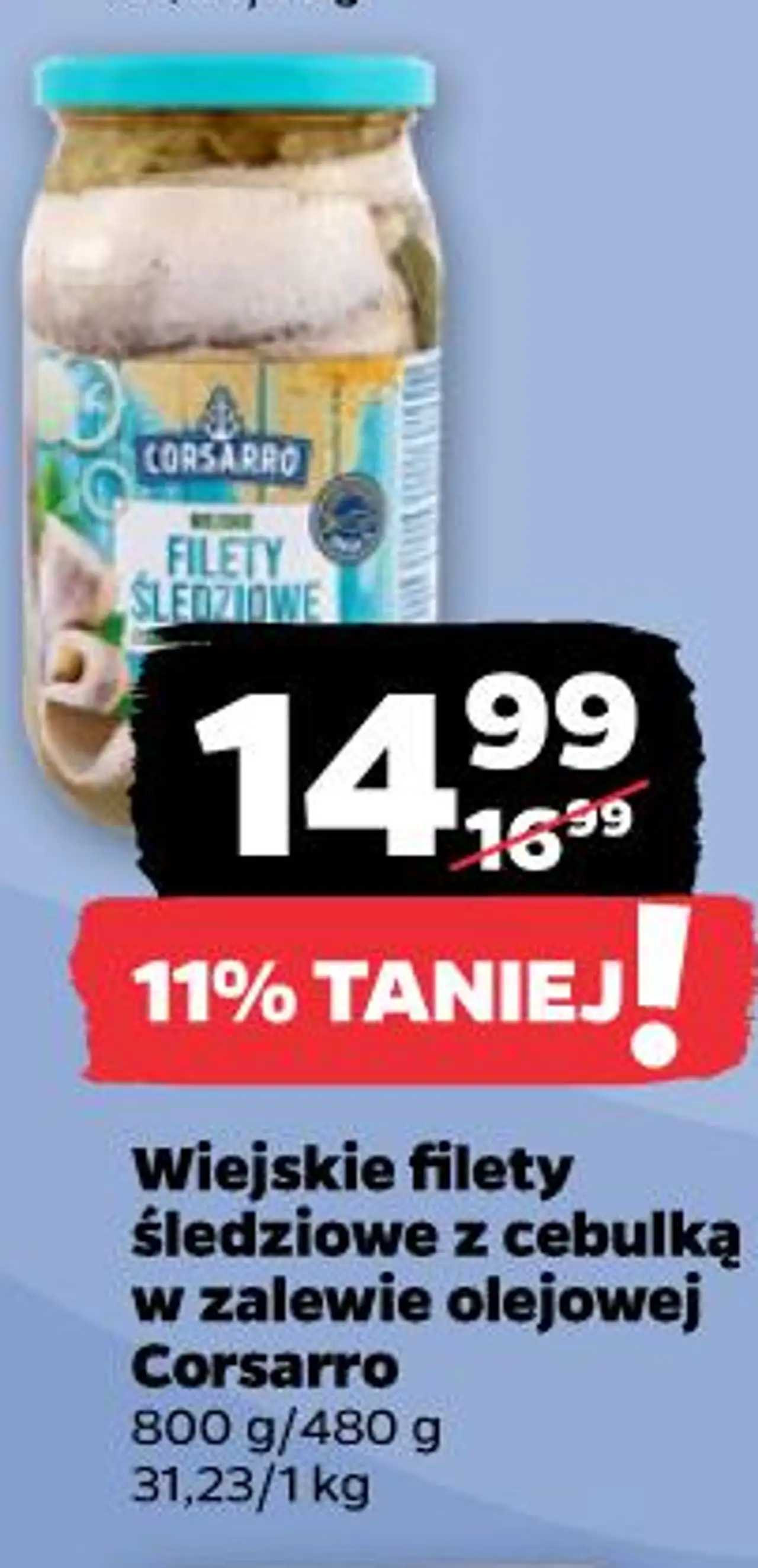 Wiejskie filety śledziowe z cebulką w zalewie olejowej Corsarro