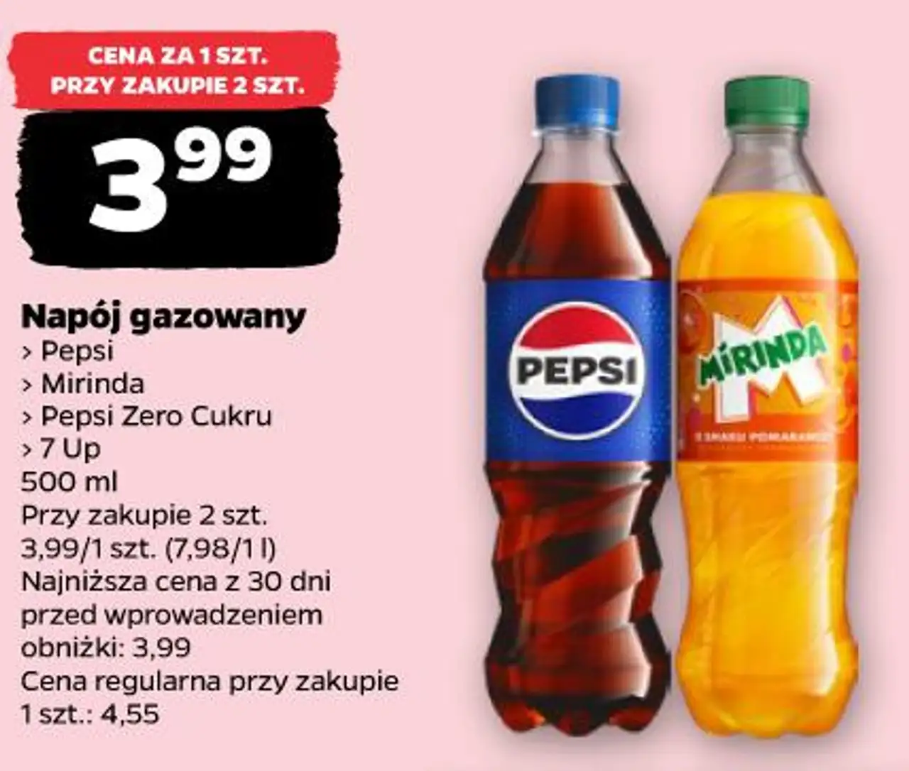 Napój gazowany Pepsi, Mirinda, Pepsi Zero Cukru, 7 Up