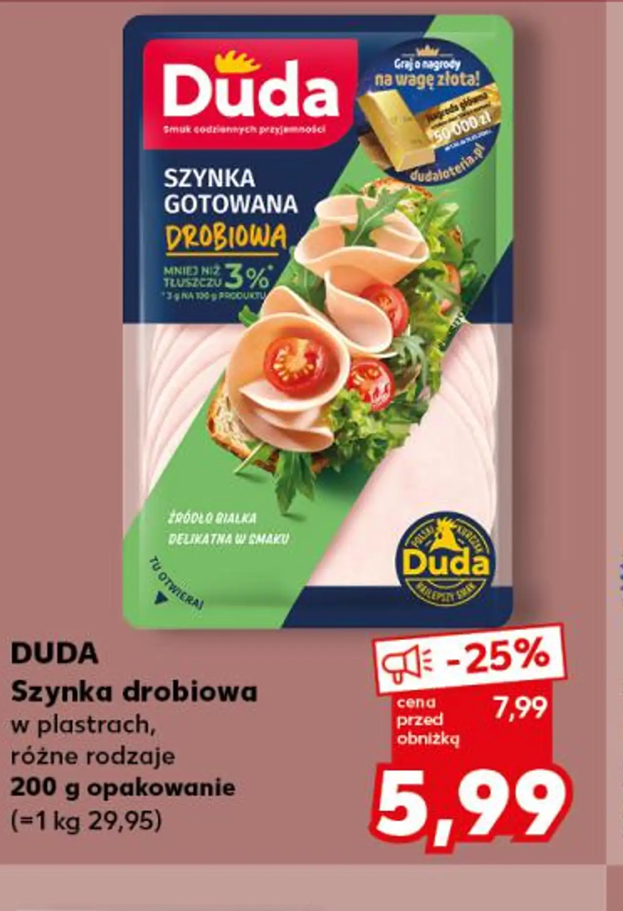 Szynka drobiowa w plastrach, różne rodzaje