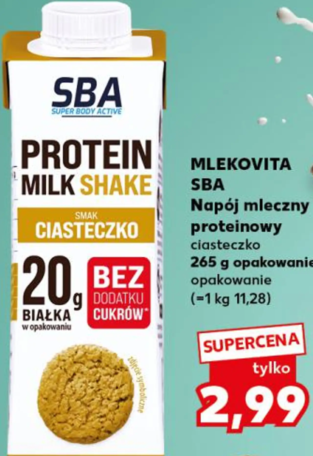 MLEKOVITA SBA Napój mleczny proteinowy ciasteczko
