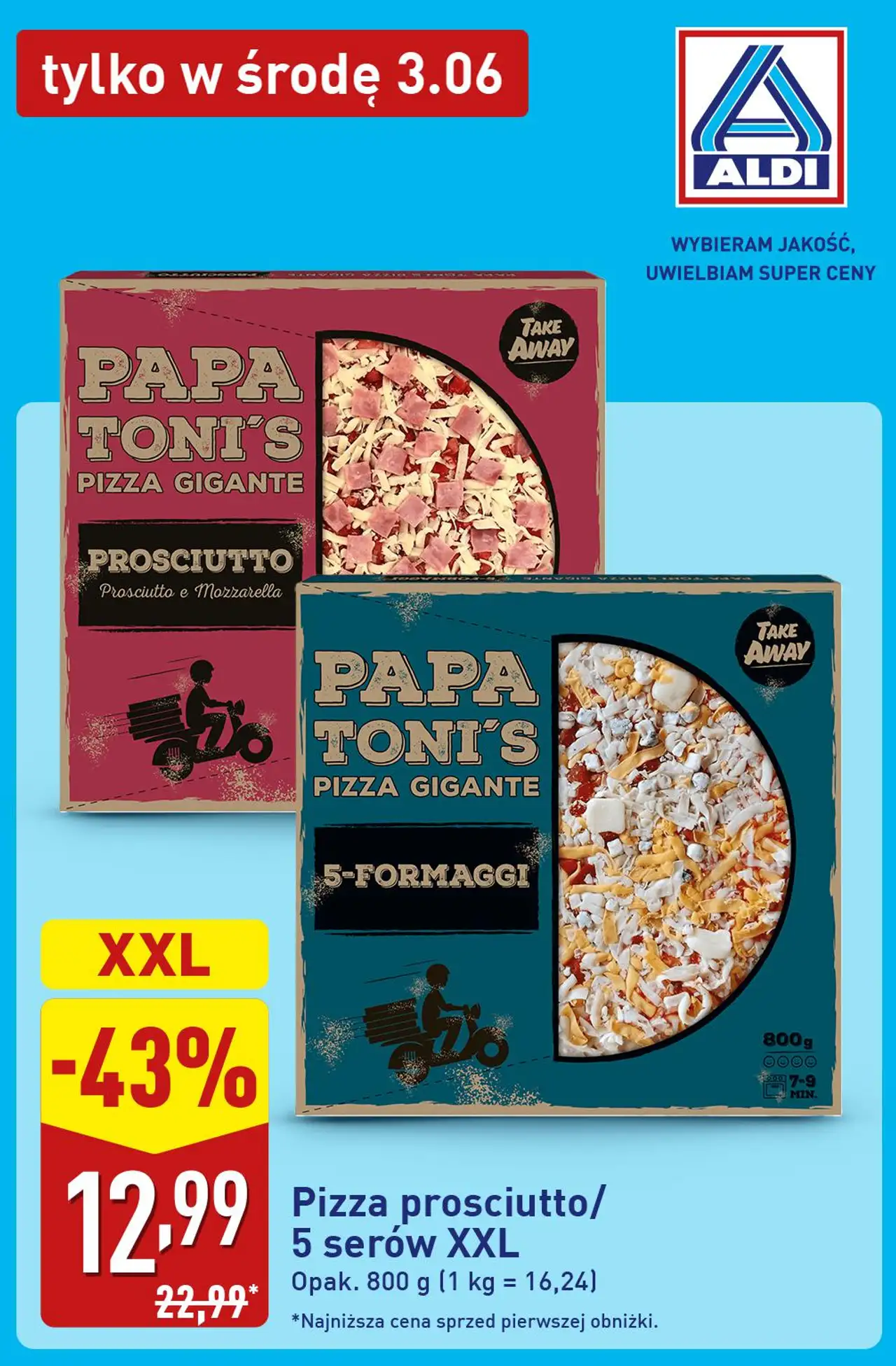 Papa Toni's Pizza prosciutto/ 5 serów XXL