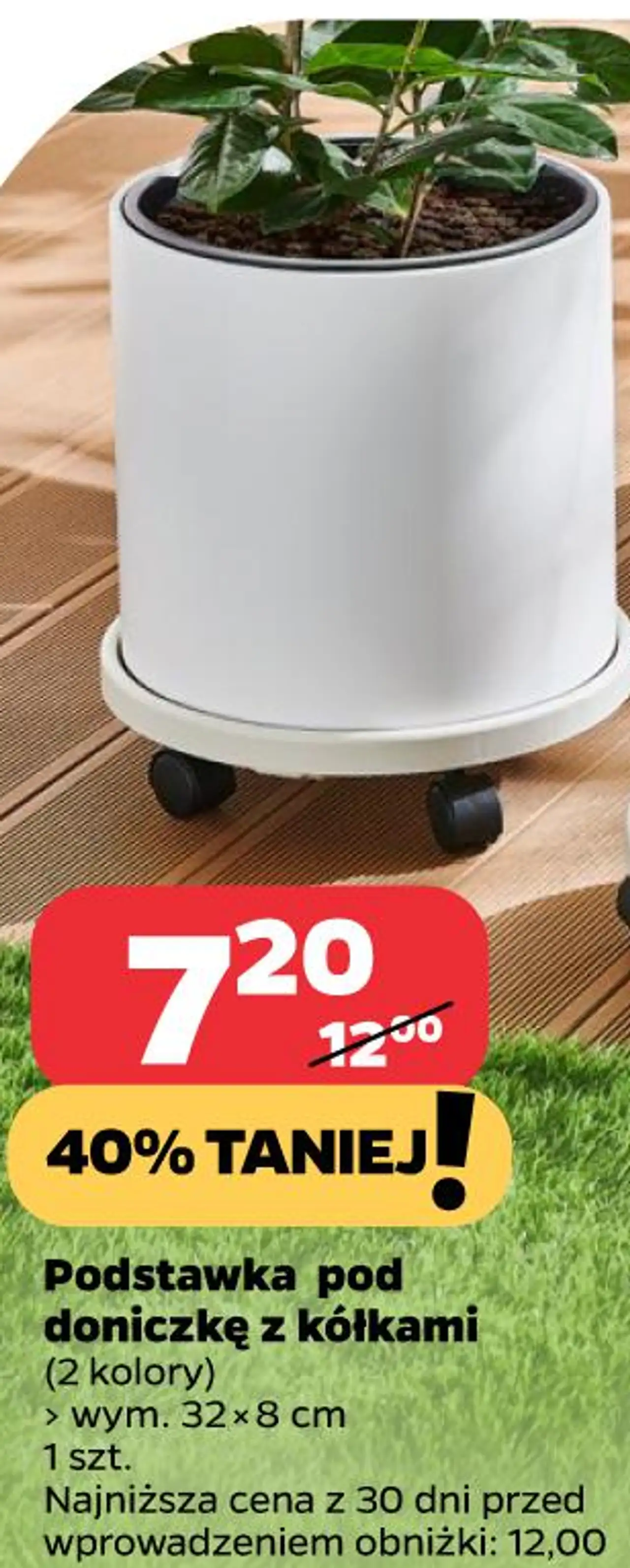 Podstawka pod doniczkę z kółkami (wym. 32x8 cm)