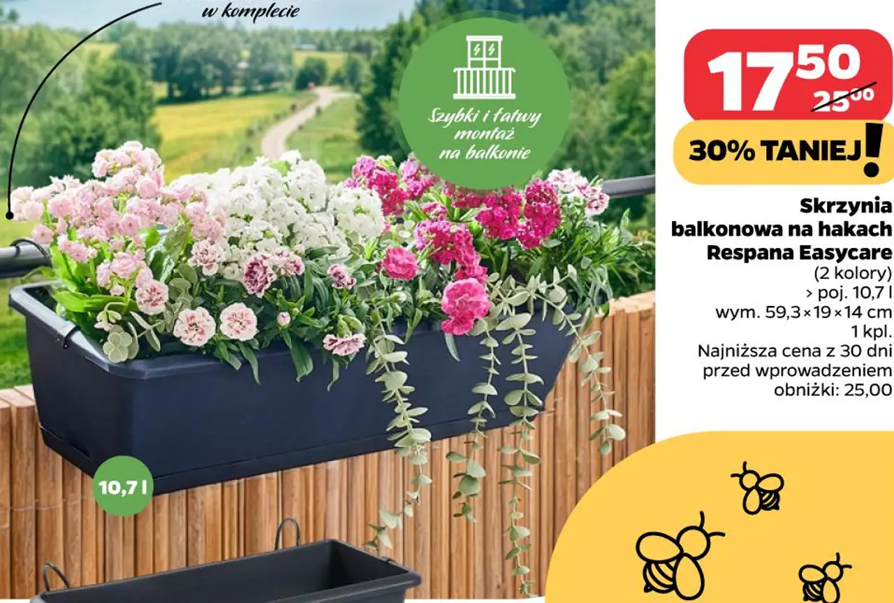 Skrzynia balkonowa na hakach Respana Easycare 10,7 l