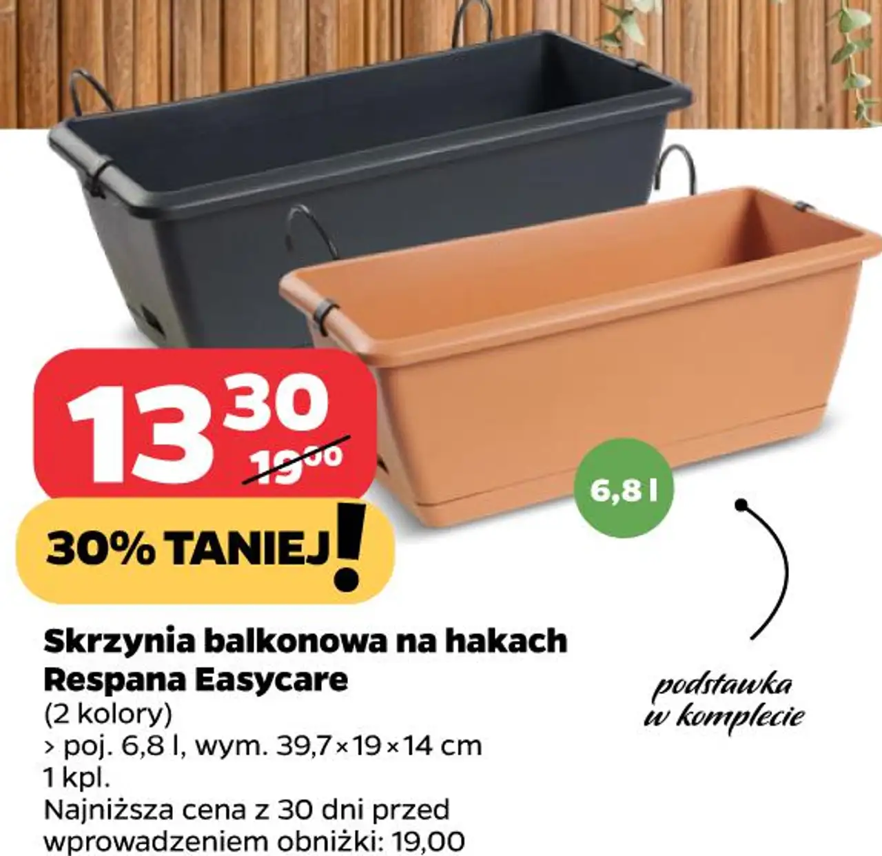 Skrzynia balkonowa na hakach Respana Easycare 6,8 l