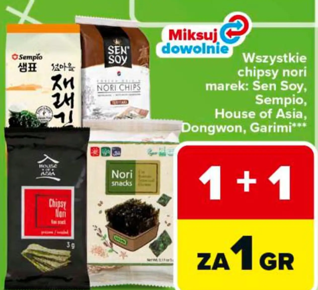 Wszystkie chipsy nori (Sen Soy, Sempio, House of Asia, Dongwon, Garimi)