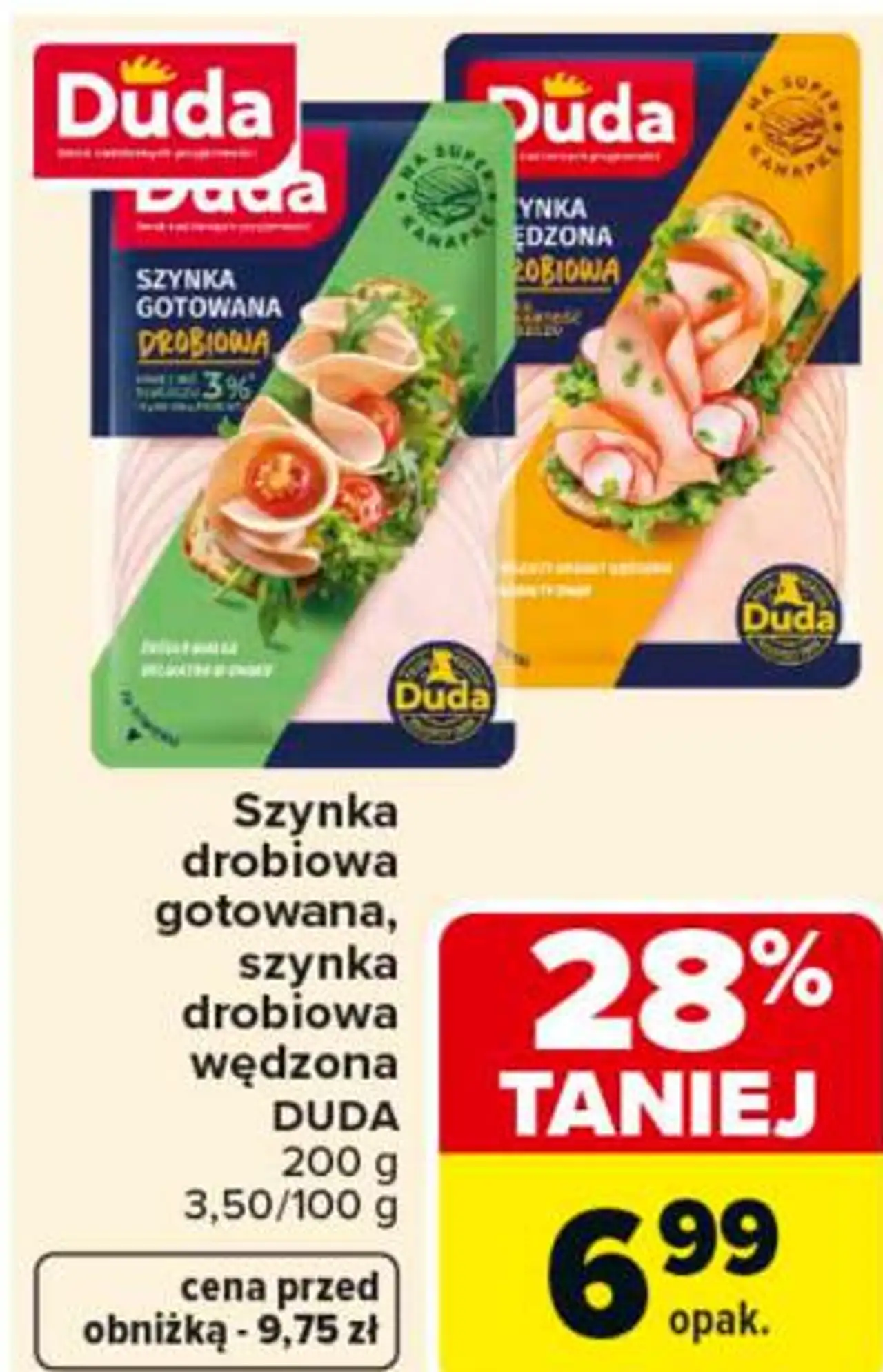 Szynka drobiowa gotowana, szynka drobiowa wędzona Duda