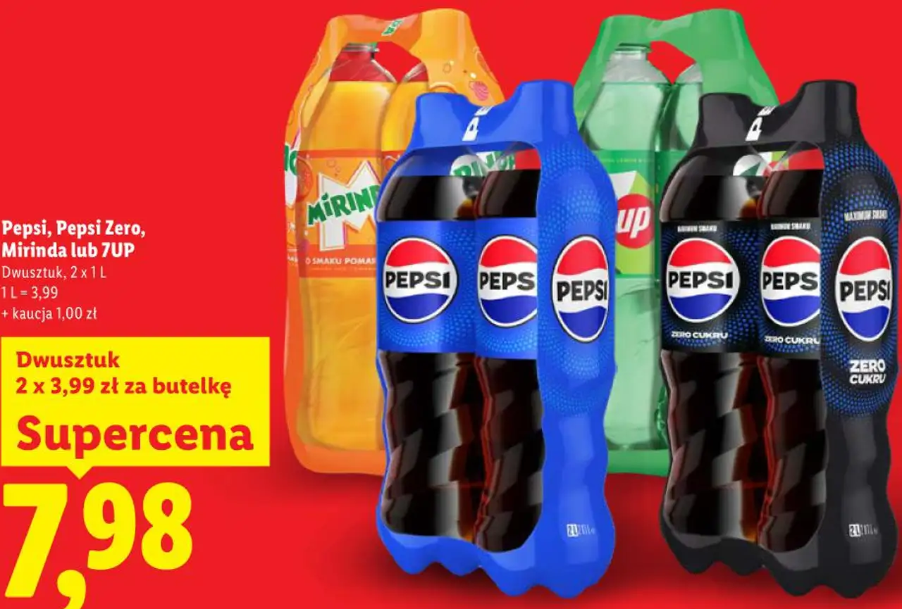 Pepsi, Pepsi Zero, Mirinda lub 7UP, Dwusztuk 2 x 1 L