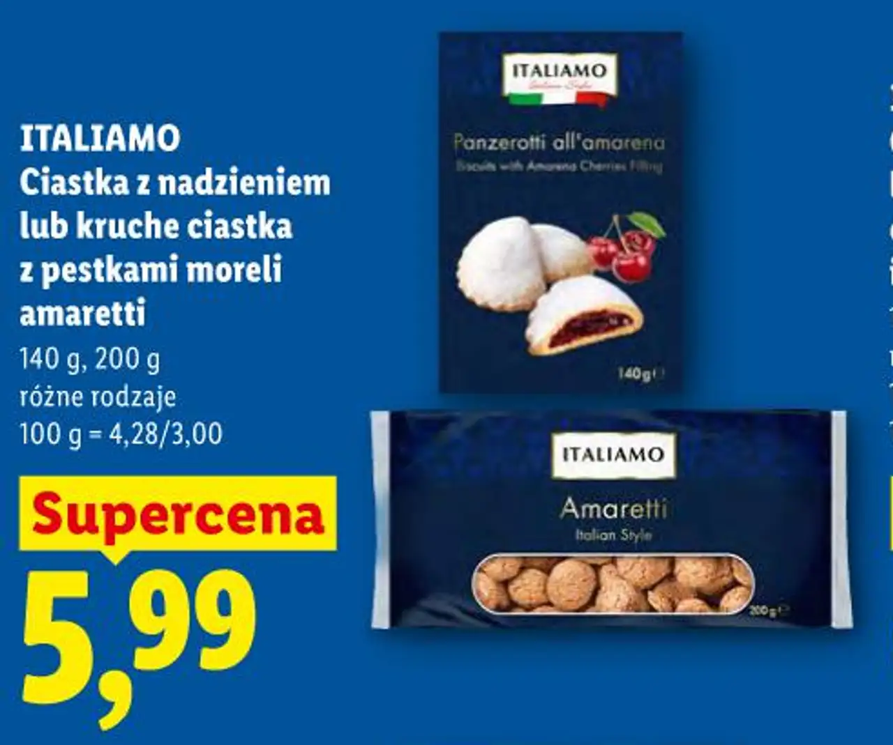 ITALIAMO Ciastka z nadzieniem lub kruche ciastka z pestkami moreli amaretti
