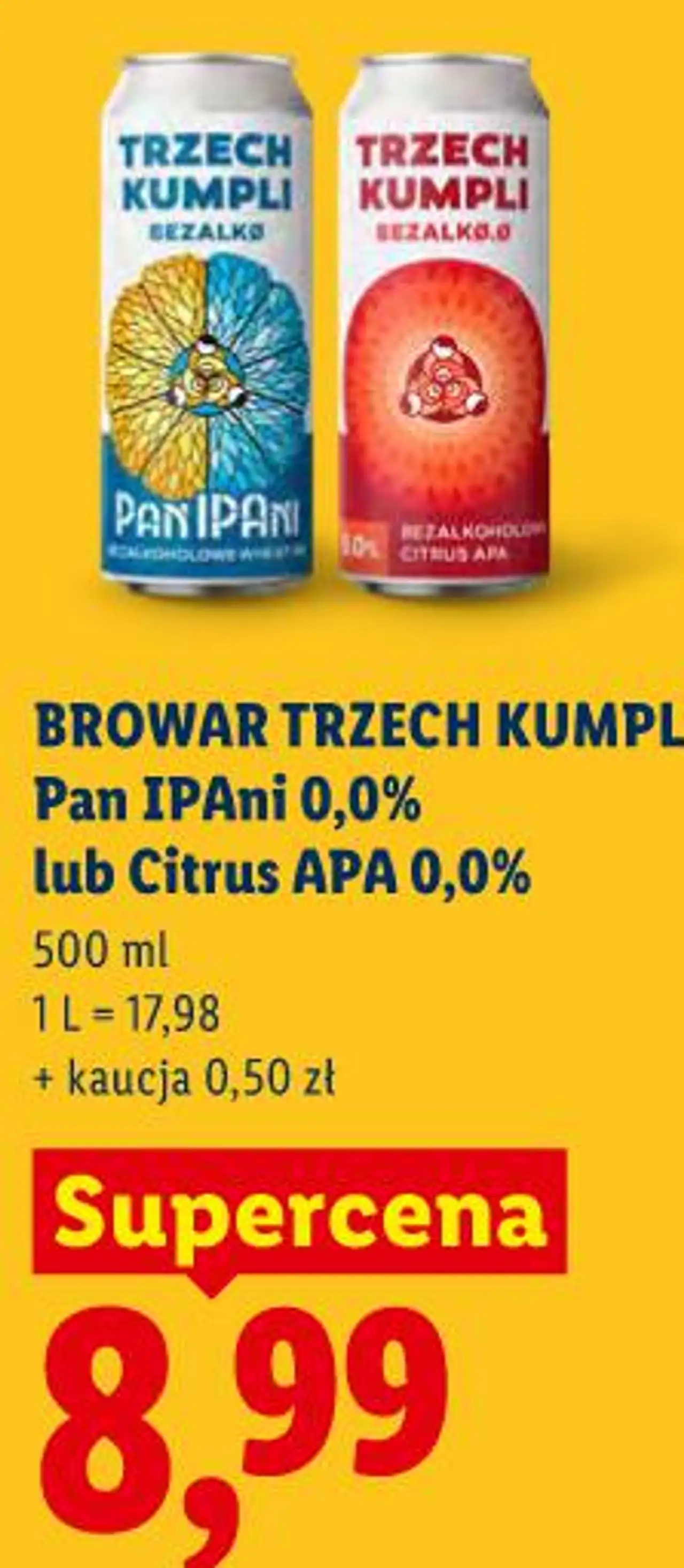 BROWAR TRZECH KUMPLI Pan IPAni 0,0% lub Citrus APA 0,0%