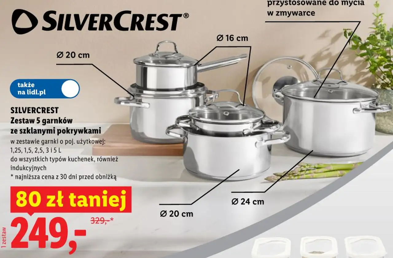 Silvercrest Zestaw 5 garnków ze szklanymi pokrywkami