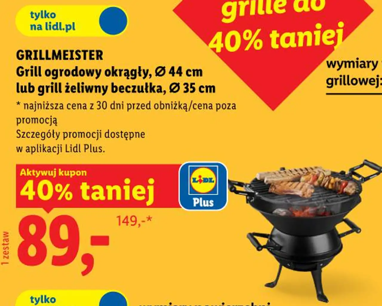 GRILLMEISTER Grill ogrodowy okrągły, Ø 44 cm lub grill żeliwny beczułka, Ø 35 cm