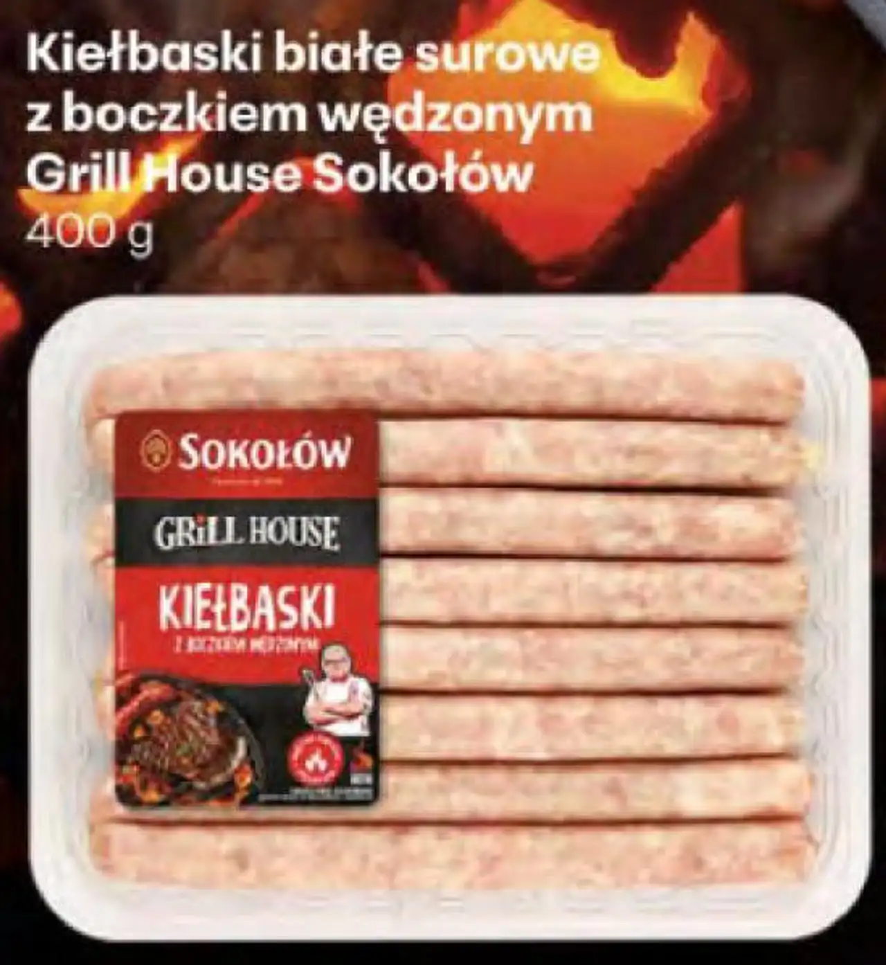Kiełbaski białe surowe z boczkiem wędzonym Grill House Sokołów