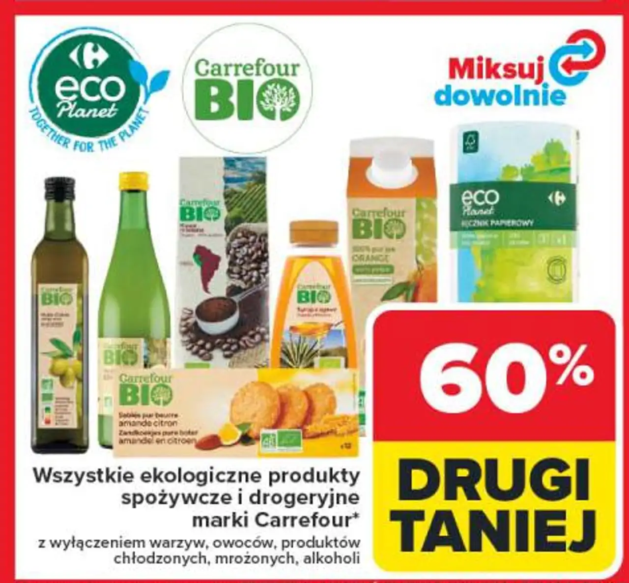 Wszystkie ekologiczne produkty spożywcze i drogeryjne marki Carrefour