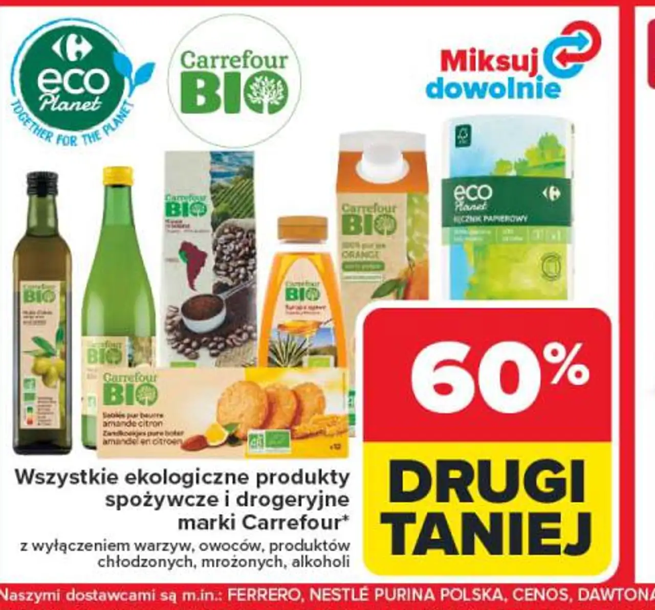 Wszystkie ekologiczne produkty spożywcze i drogeryjne marki Carrefour BIO