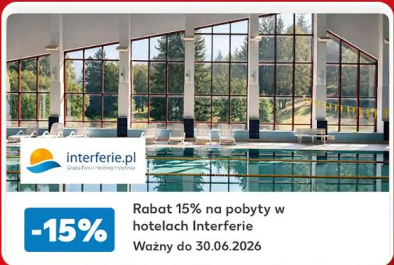 Rabat 15% na pobyty w hotelach Interferie