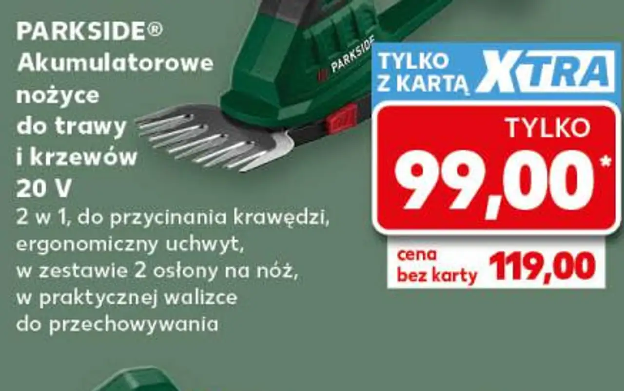 PARKSIDE Akumulatorowe nożyce do trawy i krzewów 20 V
