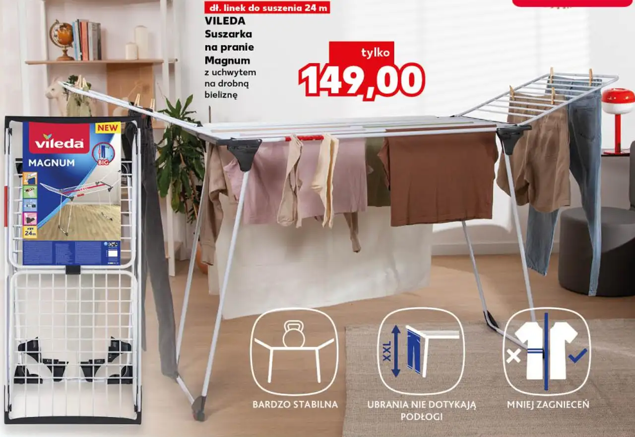 VILEDA Suszarka na pranie Magnum z uchwytem na drobną bieliznę