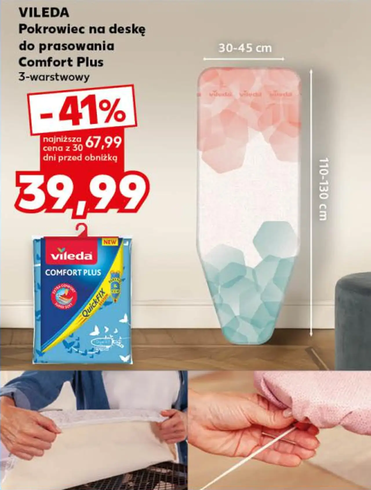 VILEDA Pokrowiec na deskę do prasowania Comfort Plus 3-warstwowy