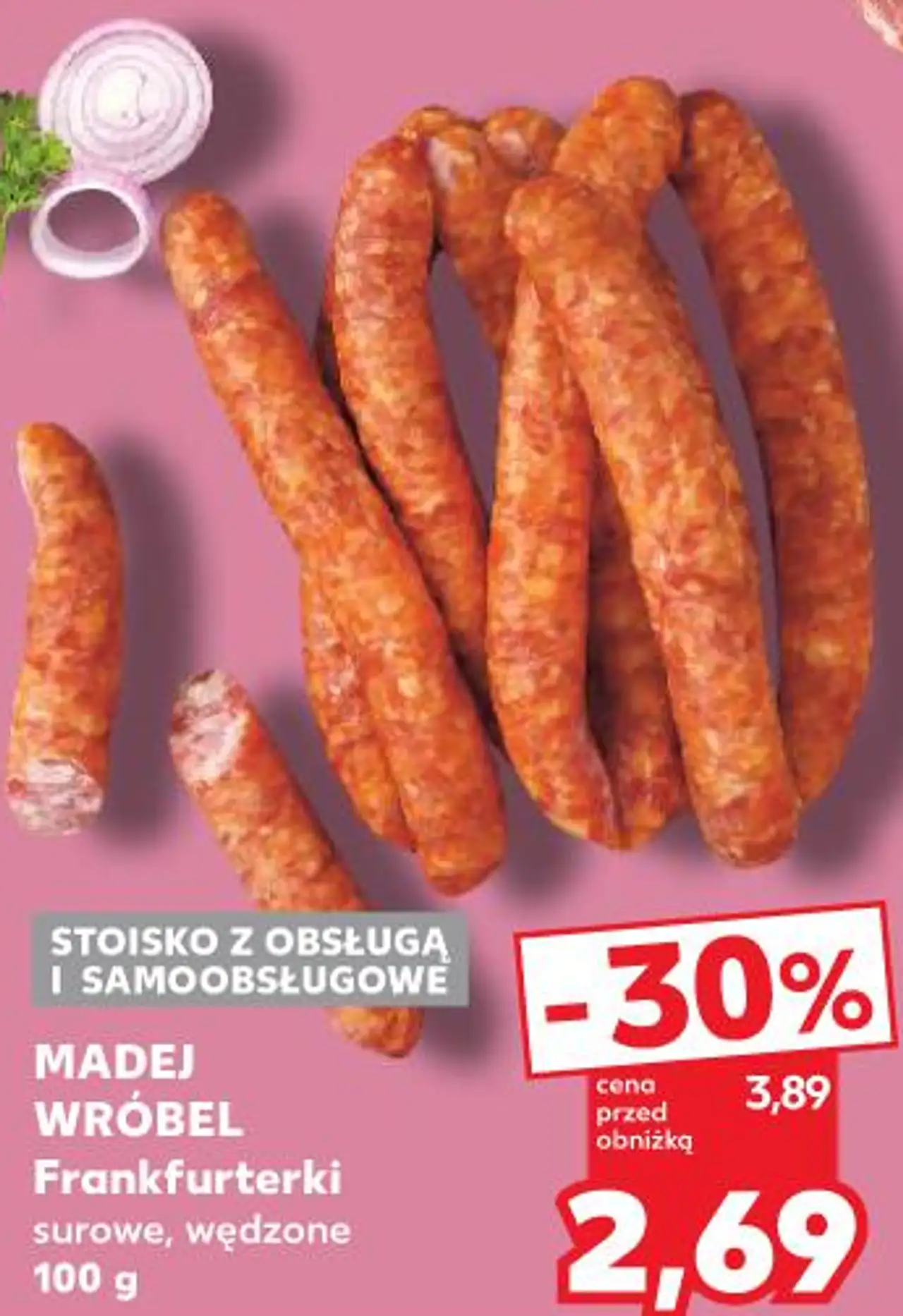 Madej Wróbel Frankfurterki surowe, wędzone