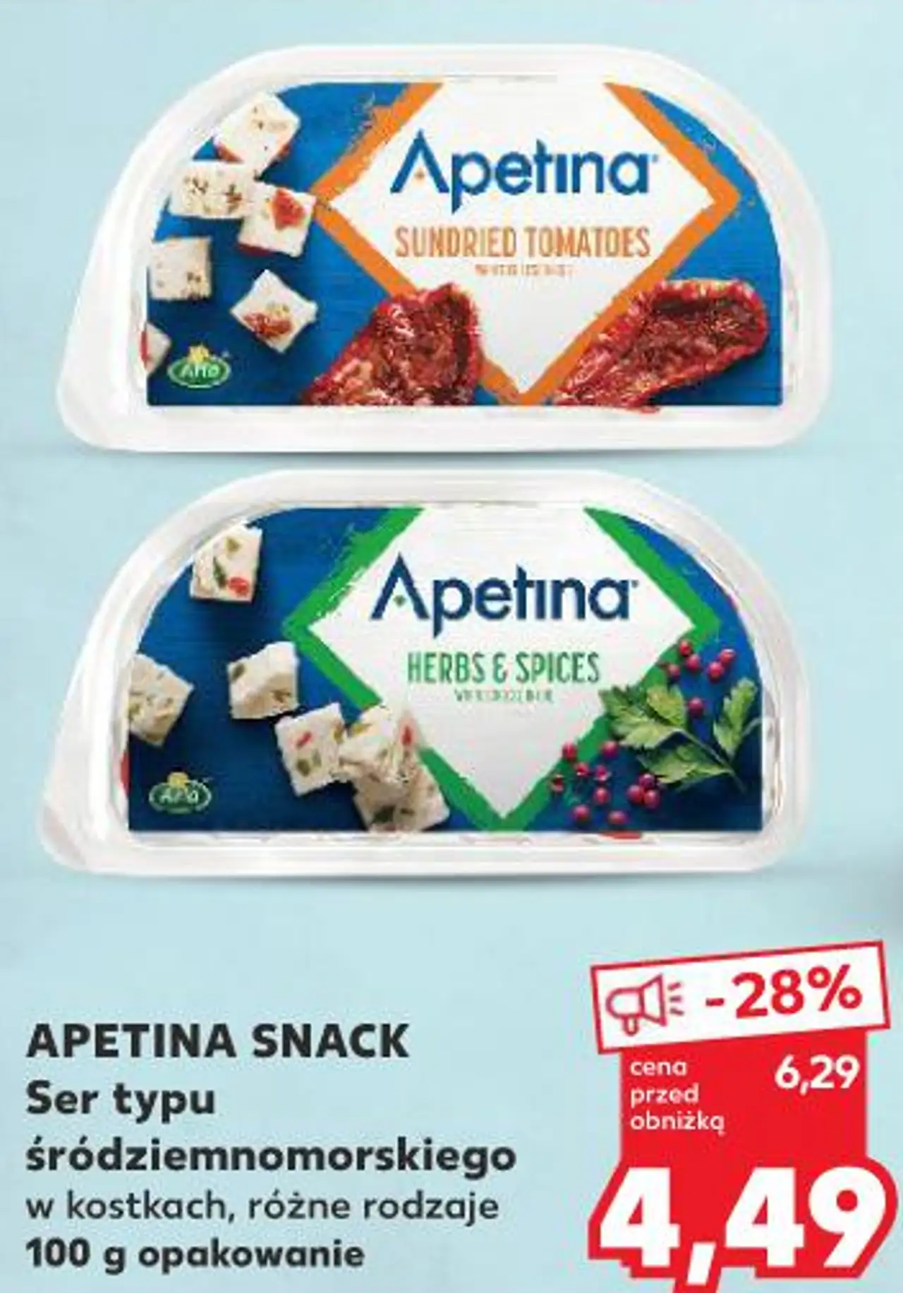APETINA SNACK Ser typu śródziemnomorskiego w kostkach