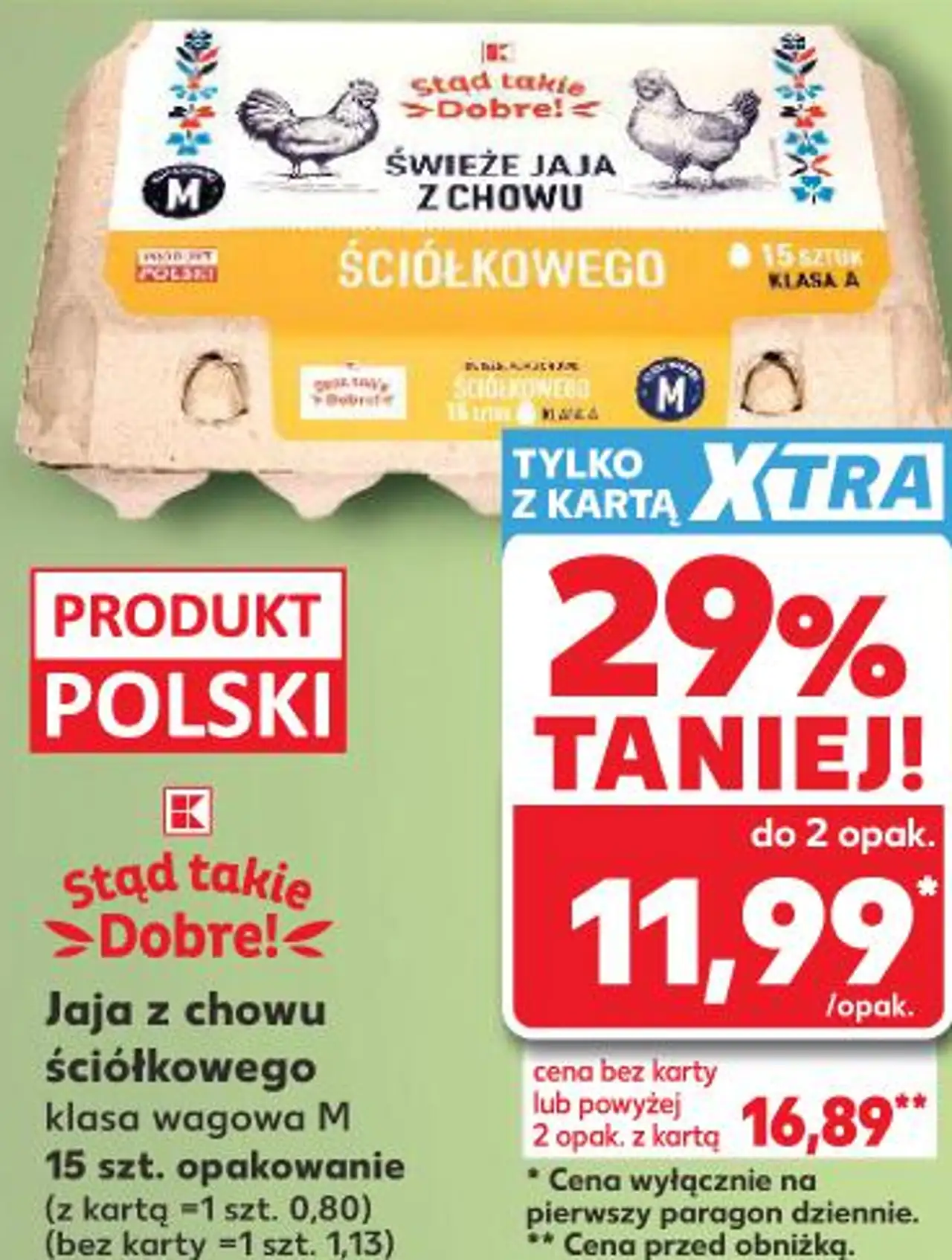 Jaja z chowu ściółkowego klasa wagowa M Stąd takie Dobre! 15 szt.