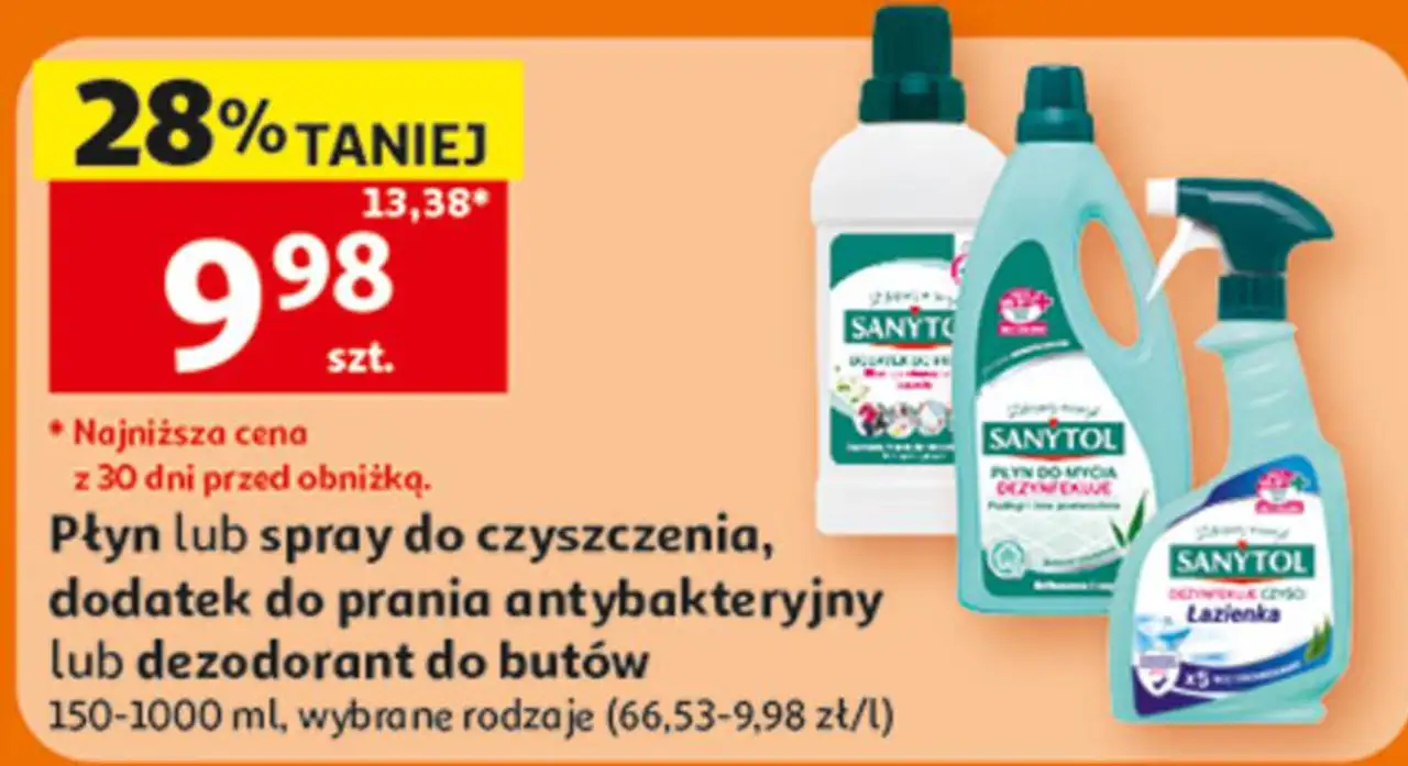 Sanytol Płyn lub spray do czyszczenia, dodatek do prania antybakteryjny lub dezodorant do butów