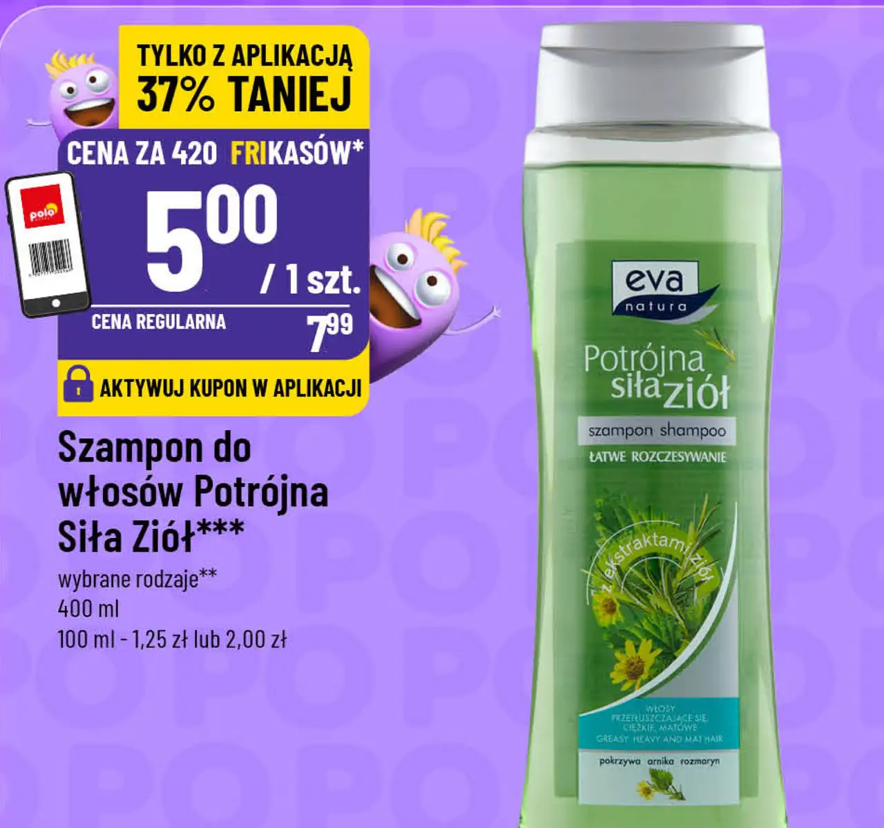 Szampon do włosów Potrójna Siła Ziół Eva Natura