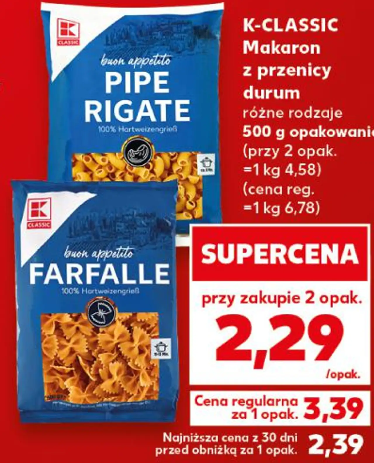 K-CLASSIC Makaron z pszenicy durum różne rodzaje