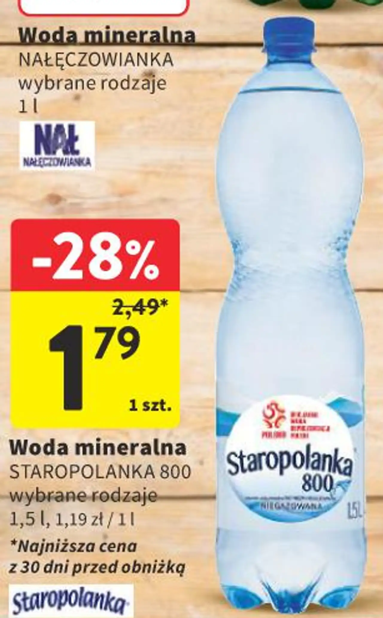 Woda mineralna Staropolanka 800 wybrane rodzaje