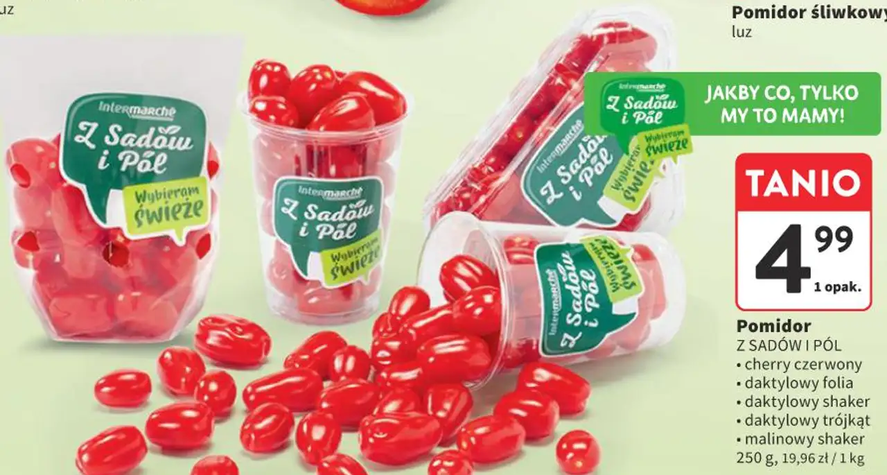 Pomidor Z SADÓW I PÓL cherry czerwony, daktylowy folia, daktylowy shaker, daktylowy trójkąt, malinowy shaker
