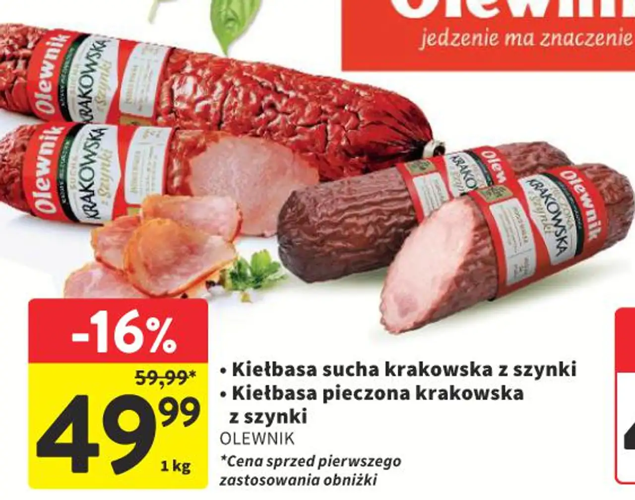 Kiełbasa sucha krakowska z szynki / Kiełbasa pieczona krakowska z szynki Olewnik