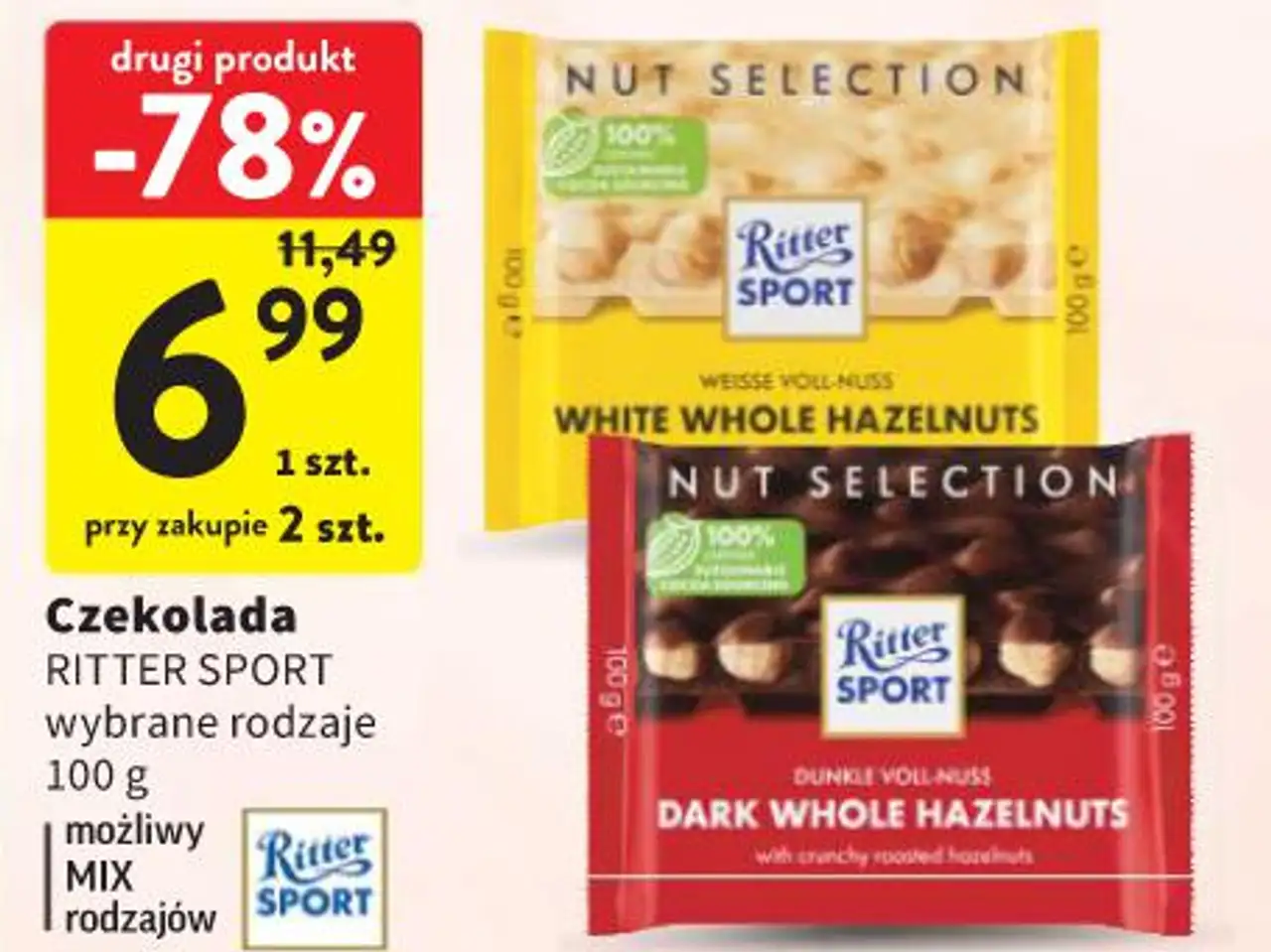 Czekolada RITTER SPORT wybrane rodzaje