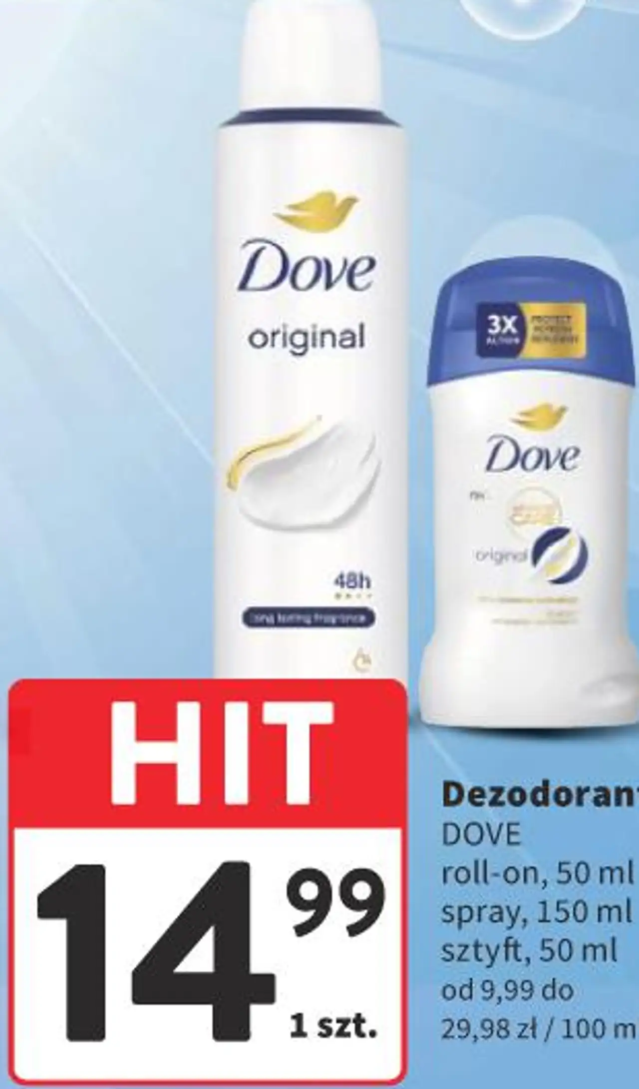 Dezodorant DOVE roll-on, spray, sztyft