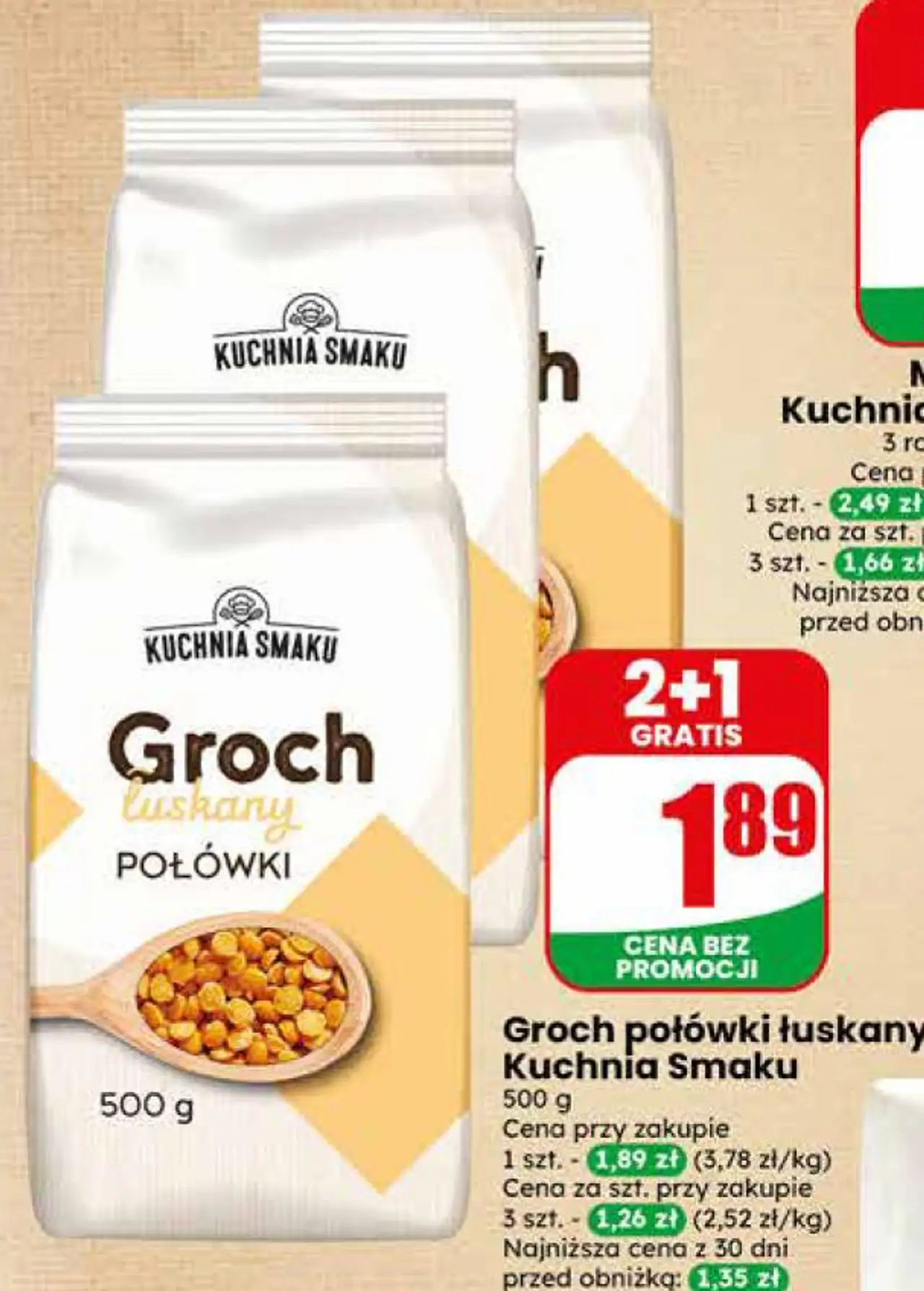 Groch połówki łuskany Kuchnia Smaku