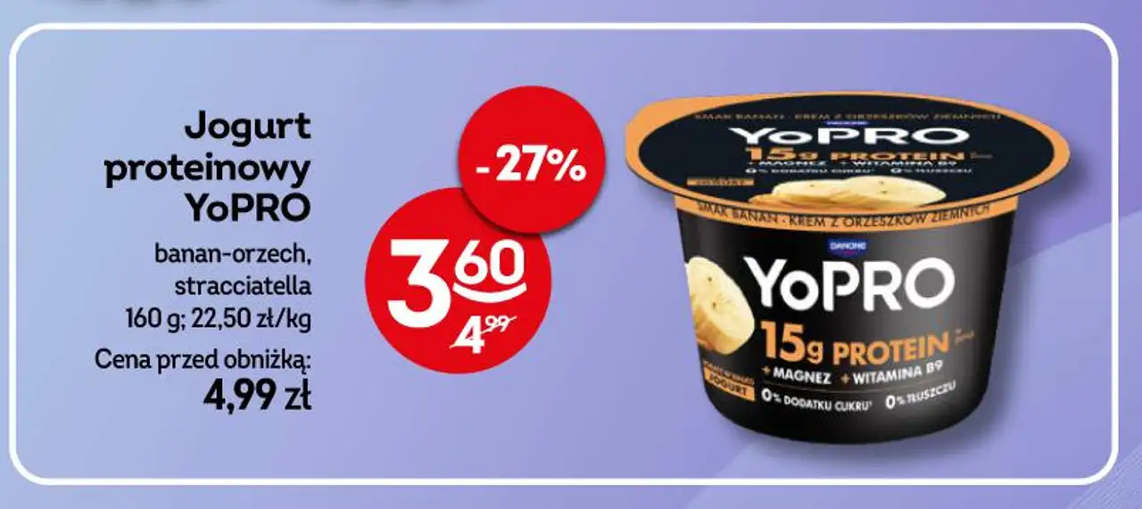 Jogurt proteinowy YoPRO banan-orzech, stracciatella