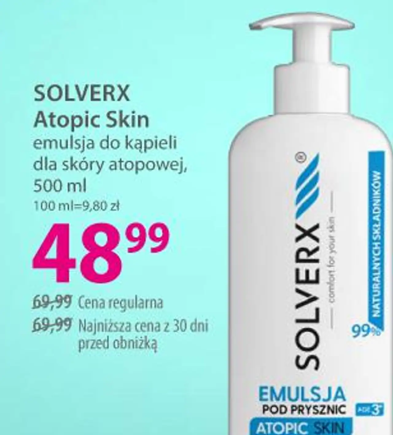 SOLVERX Atopic Skin emulsja do kąpieli dla skóry atopowej, 500 ml