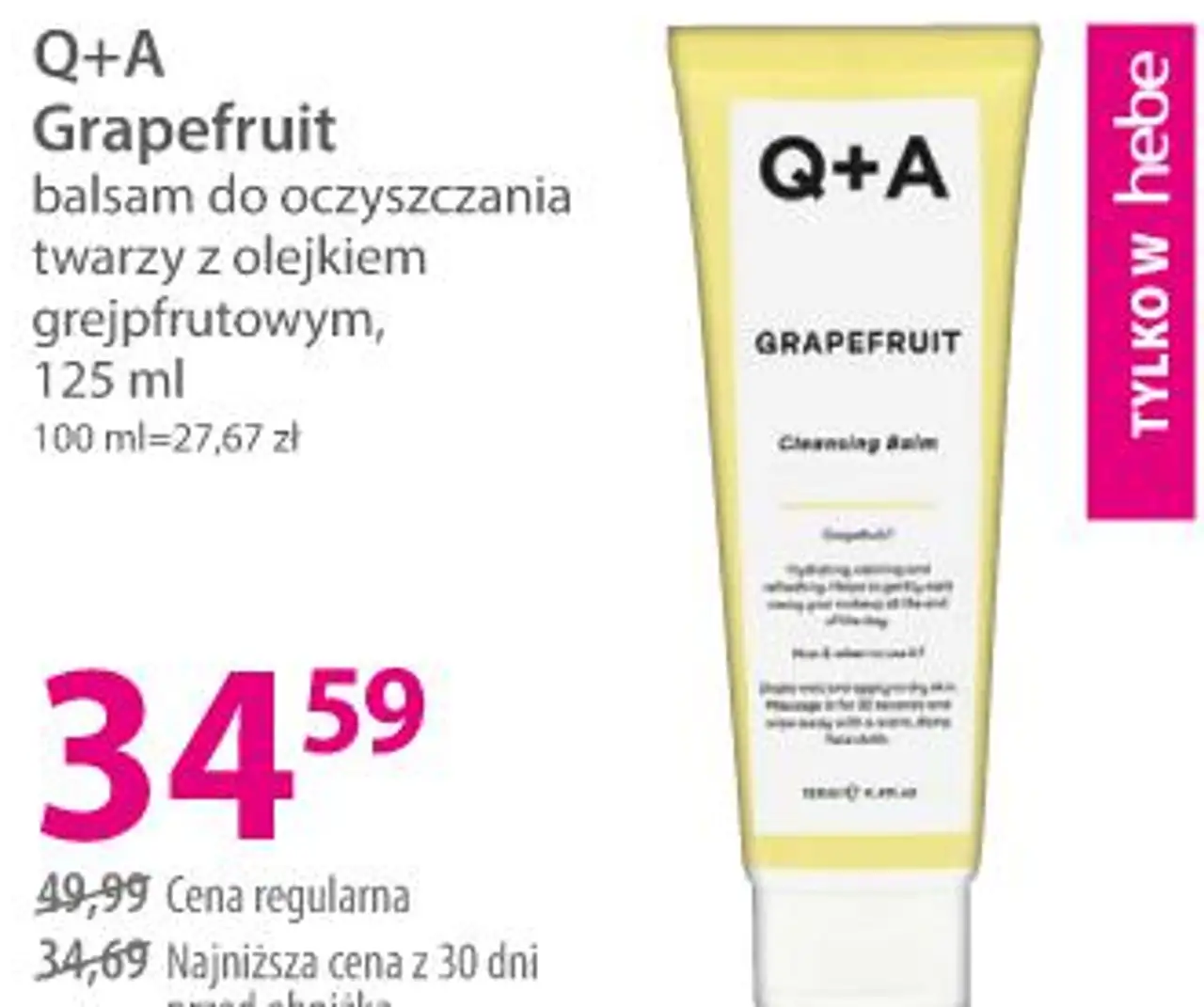 Q+A Grapefruit balsam do oczyszczania twarzy