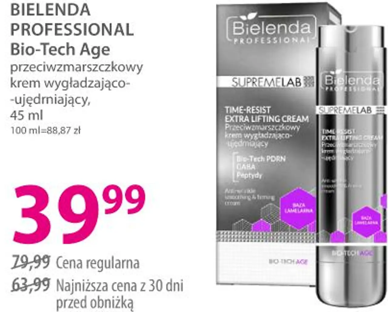 BIELENDA PROFESSIONAL Bio-Tech Age przeciwzmarszczkowy krem wygładzająco-ujędrniający, 45 ml