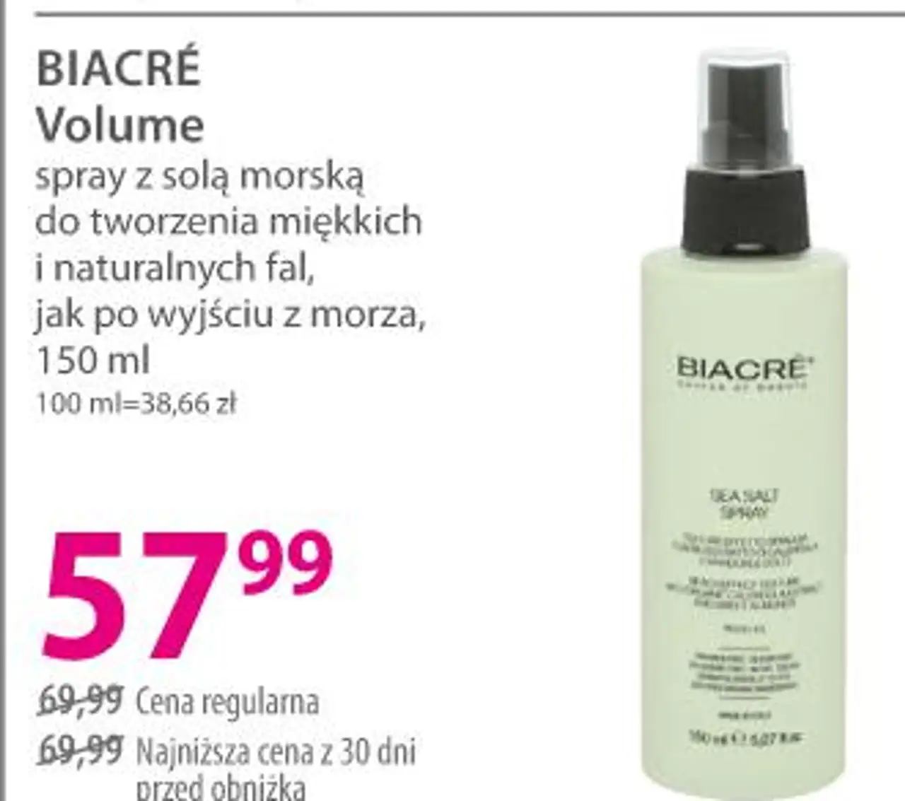 BIACRÉ Volume spray z solą morską
