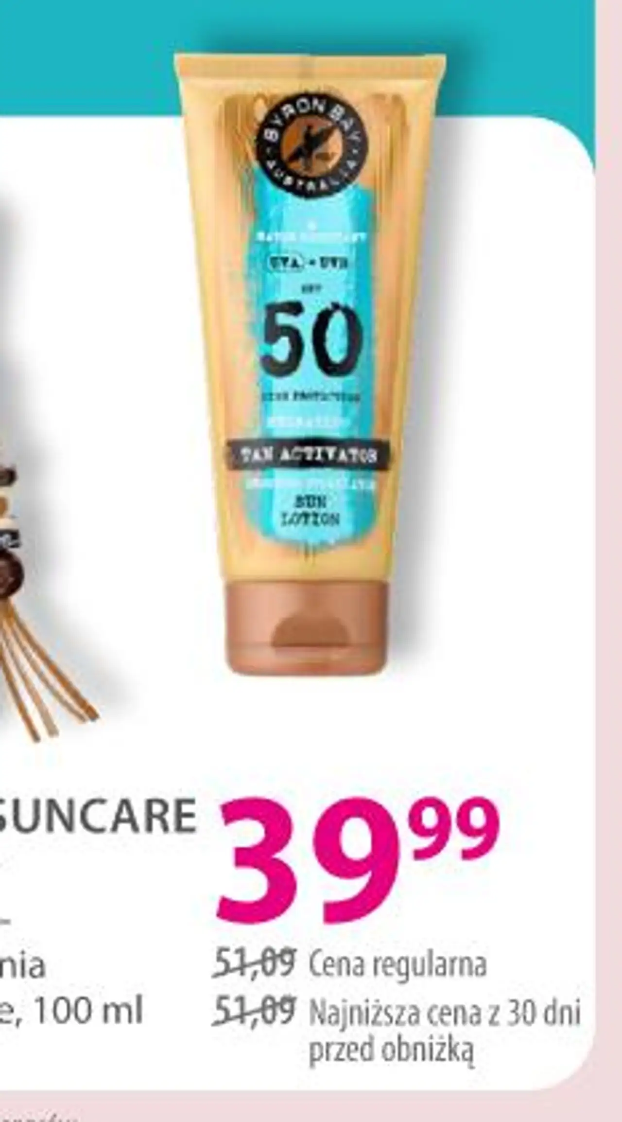 BYRON BAY SUNCARE Tan Activator tonująca emulsja-aktywator opalania z SPF50
