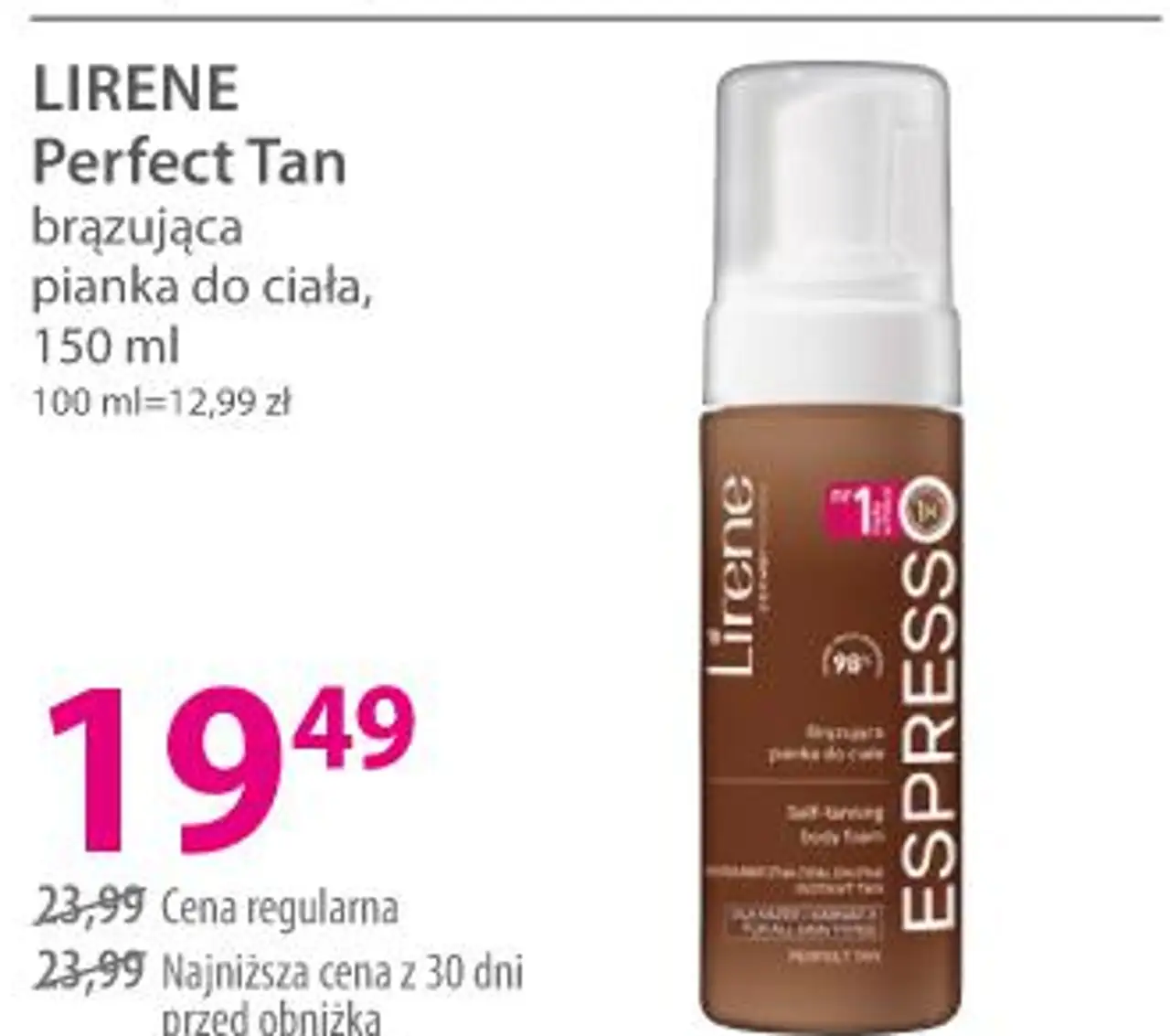 Lirene Perfect Tan brązująca pianka do ciała