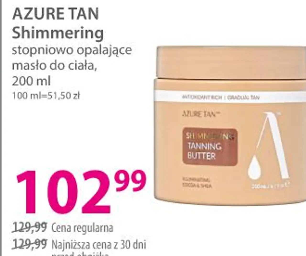 Azure Tan Shimmering stopniowo opalające masło do ciała