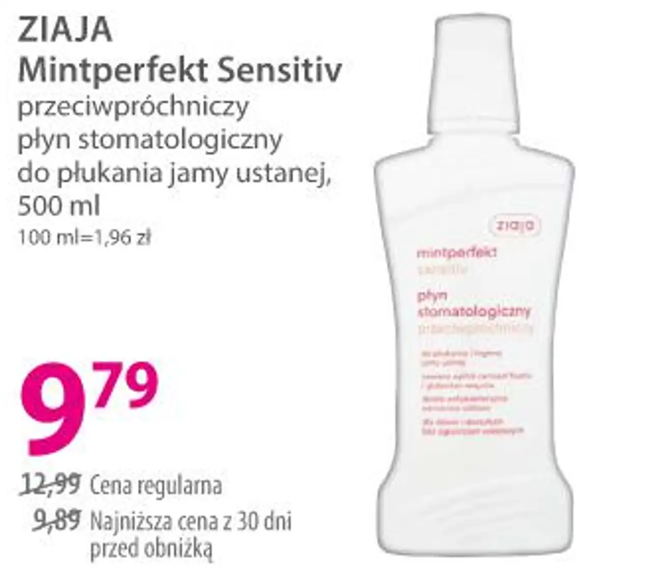 ZIAJA Mintperfekt Sensitiv przeciwpróchniczy płyn stomatologiczny do płukania jamy ustnej