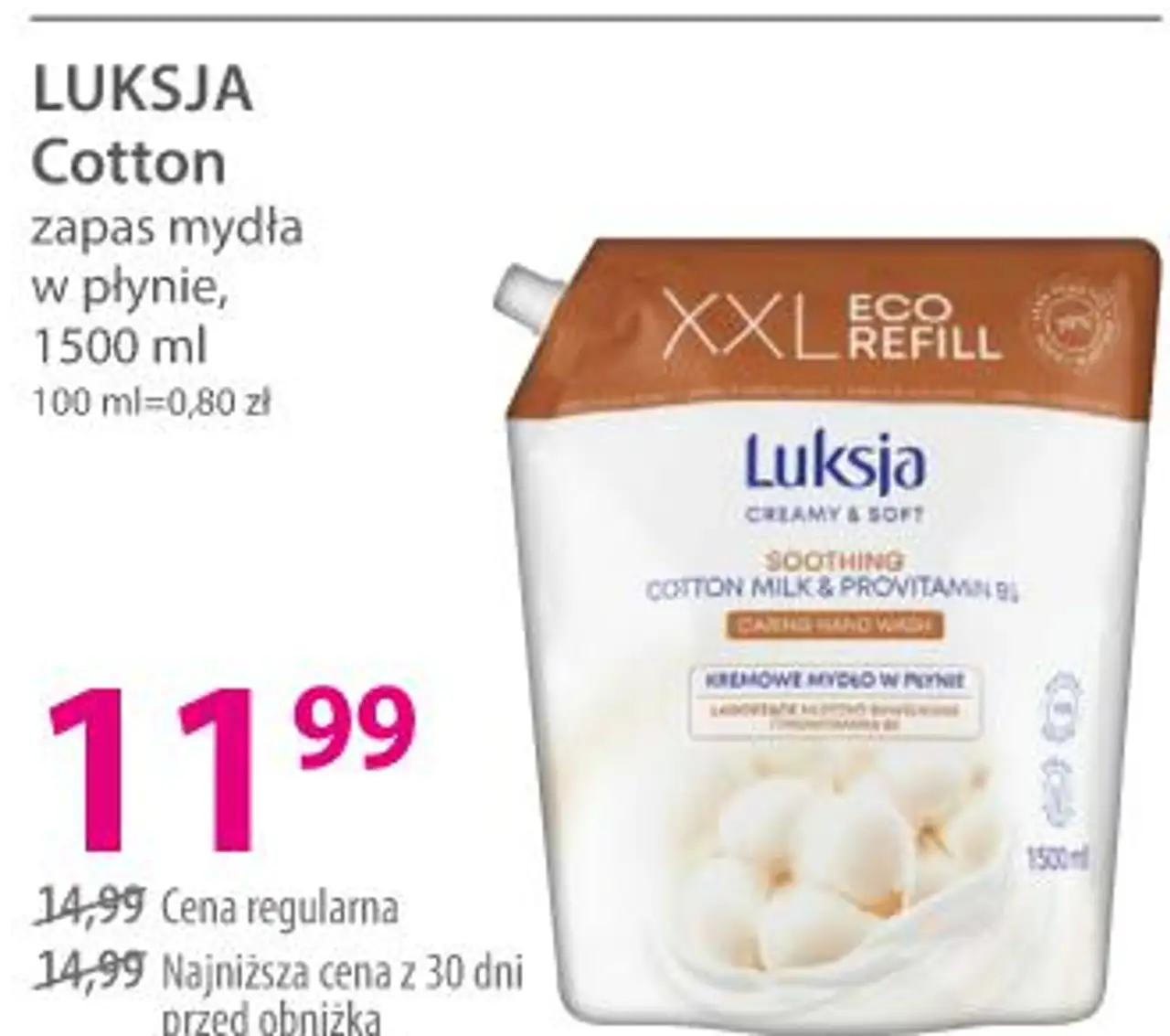 Luksja Cotton zapas mydła w płynie